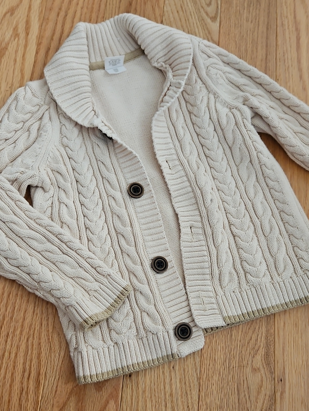 Gymboree Cream Cable Knit Shawl Collar Button Cardigan